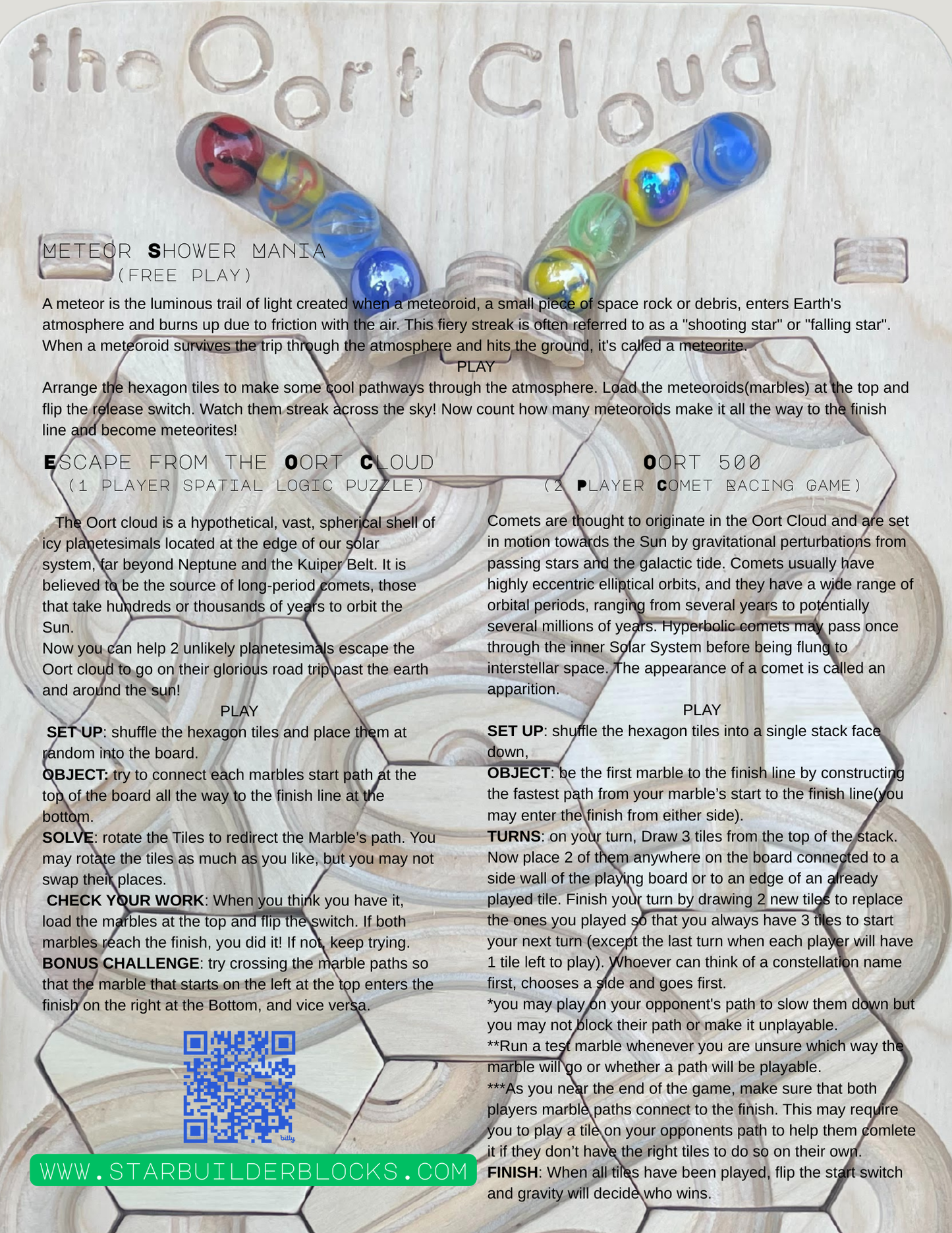 The Oort Cloud: A Marble Run Puzzle Game