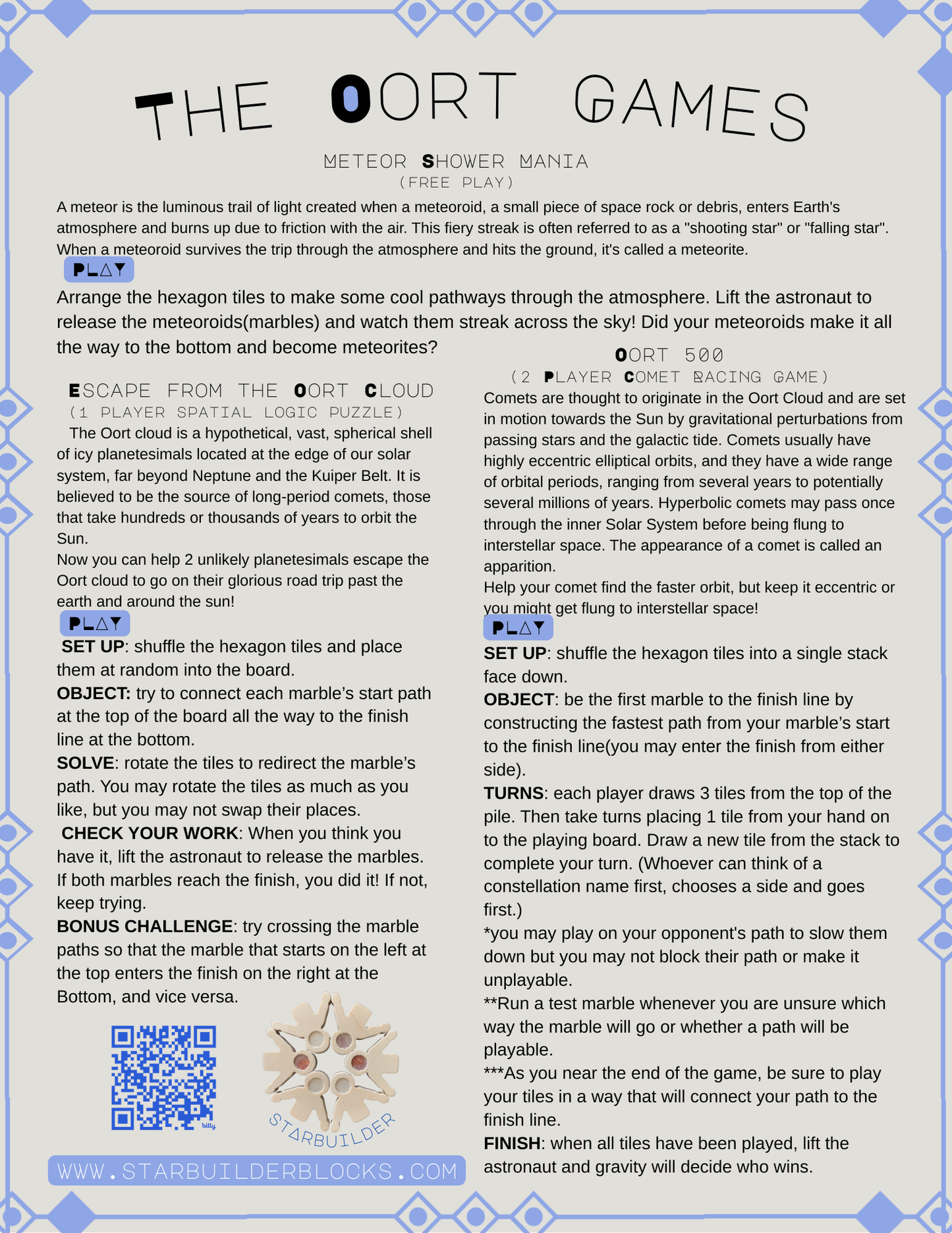 The Oort Cloud: A Marble Run Puzzle Game